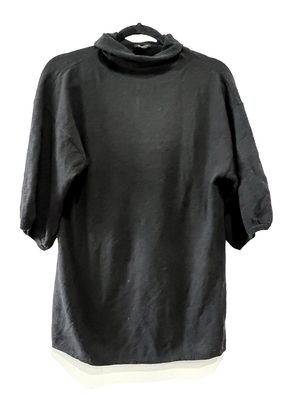 Ann Taylor rare Cashmere Wool Blend puff sleeves black turtleneck Sweater Sz-L